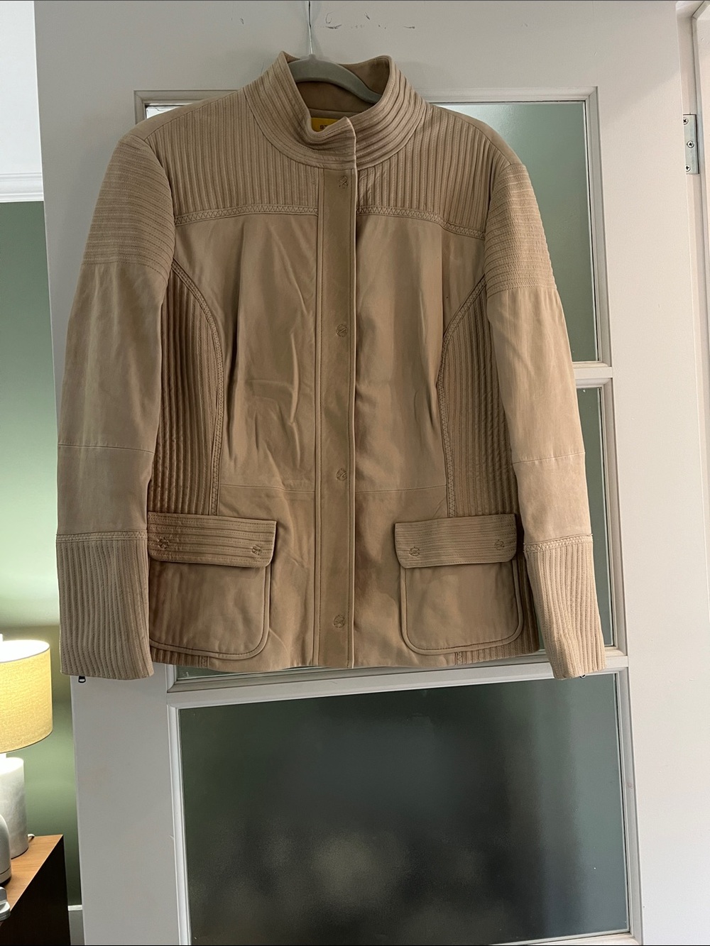 St. John Lambskin Leather Snap up Jacket size 12
